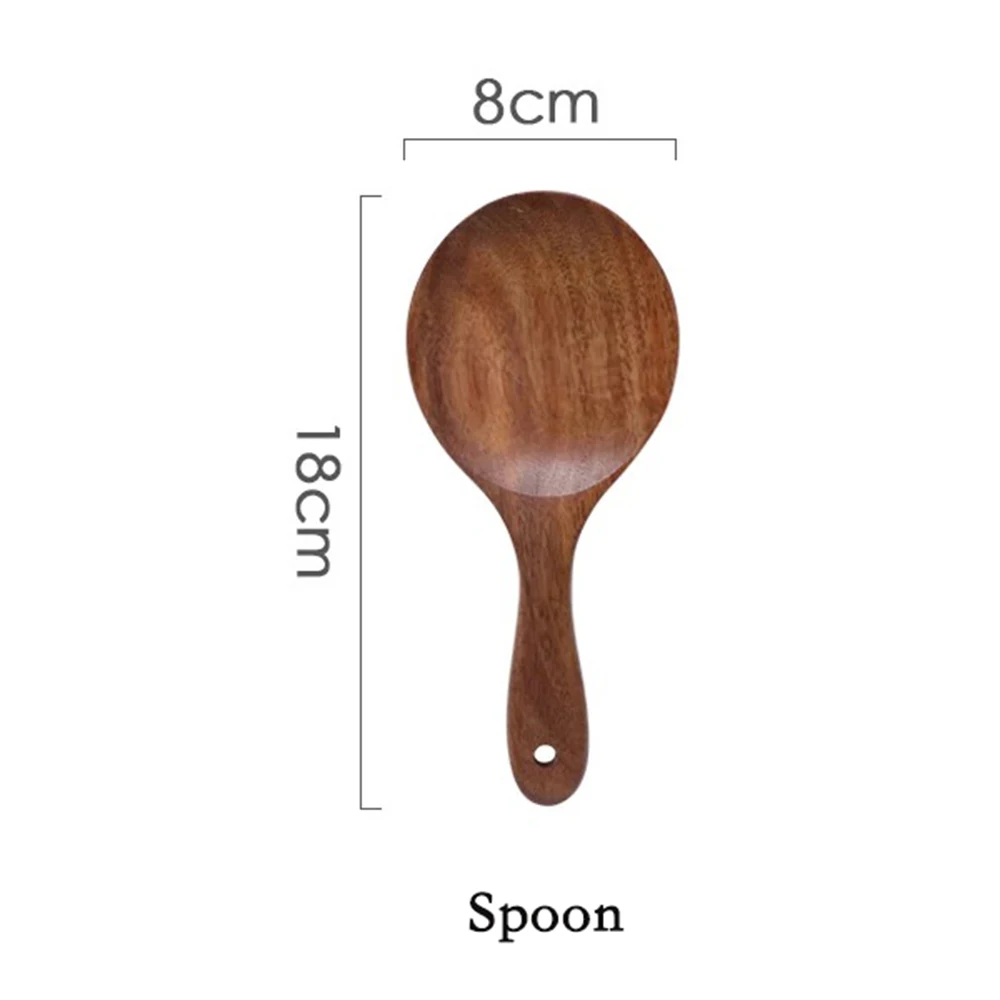 Rice spoon Посуда из тика, ложка, дуршлаг, длинная ручка, ложка, деревянная, антипригарная, специальная лопатка, набор кухонных инструментов, подарок - Цвет: Rice spoon