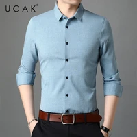 ucak brand cotton solid color shirts men clothes spring new arrivals tops casual streetwear turn down collar shirt homme u6187