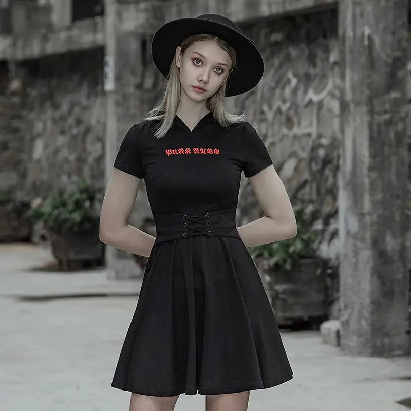 Женское облегающее маленькое платье в стиле панк с капюшоном PQ566LQ Азиатский