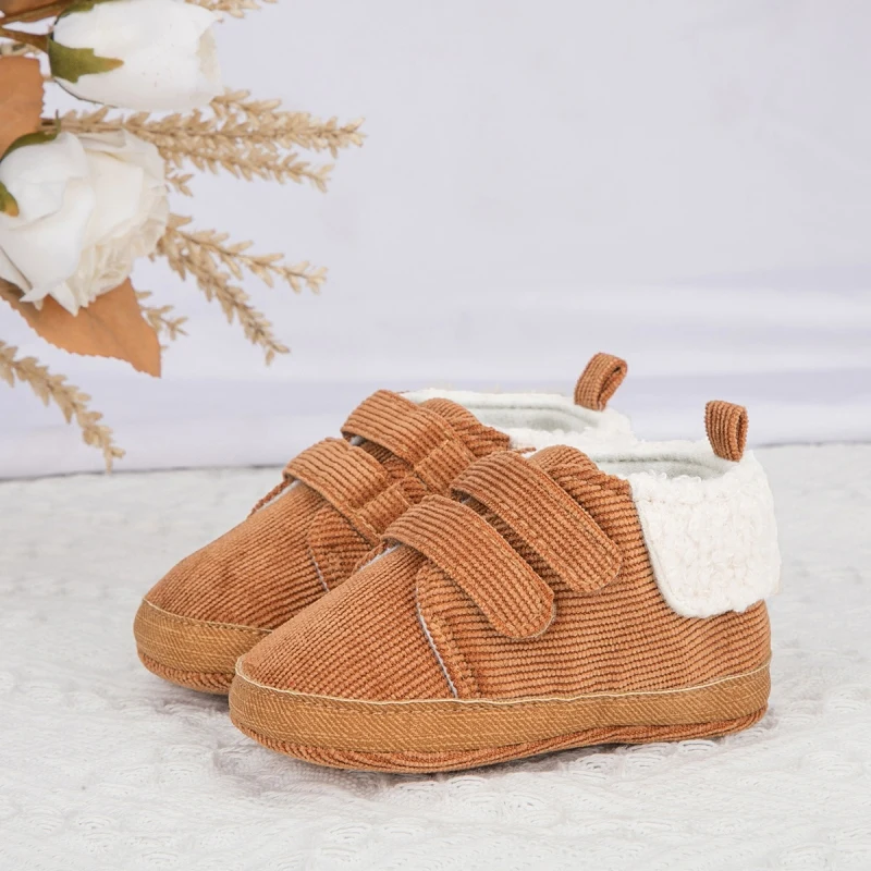 

Winter Warm Infant Baby Sneakers Soft Sole Corduroy Shoe Toddler Newborn Plush Lining First Walker Crib Shoes 0-18M