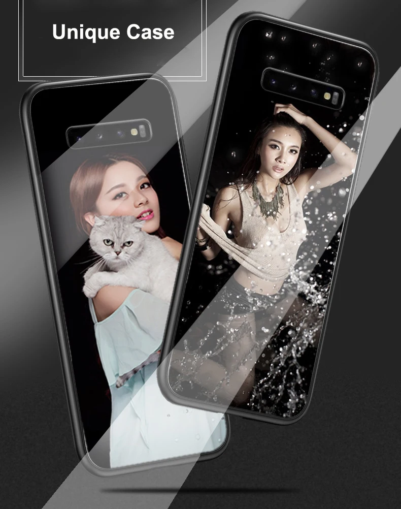 for Samsung Galaxy S10 Plus S10e S9 S8 Note 10 Plus 5G 8 9 A10 A30 A50 A70 Case Custom Photo DIY Picture Tempered Glass Cover