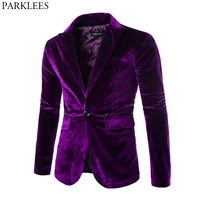 shiny purple one button velvet blazer jacket men 2020 spring new slim fit club party wedding dress blazers male blazer masculino