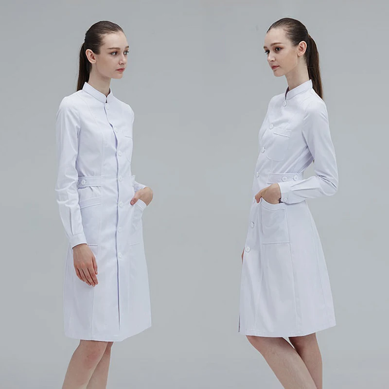 4 цвета рабочая одежда для салона красоты медсестер тонкий воротник с длинным