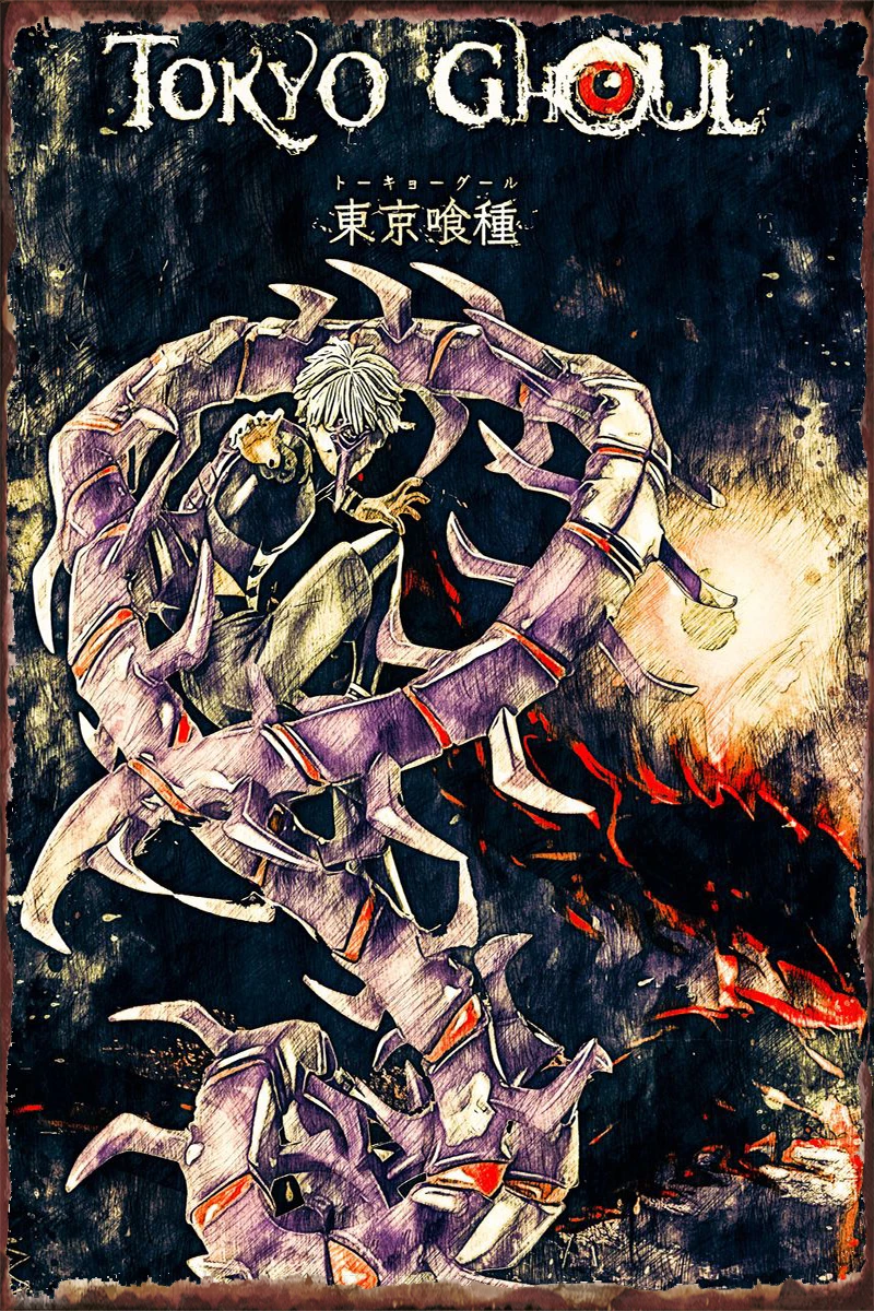 

Токийский Гуль, ретро, винтажный металлический знак, Жестяная Табличка, оловянные таблички, декор для стен, декор для комнаты, Декор для дома...