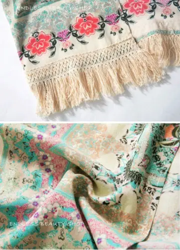 Женский кардиган-кимоно с бахромой и цветочным принтом | Женская одежда