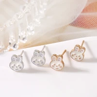 mini rabbit stud earring 925 silver needle sweet cute animal earring fashion party jewelry birthday gift for women girl