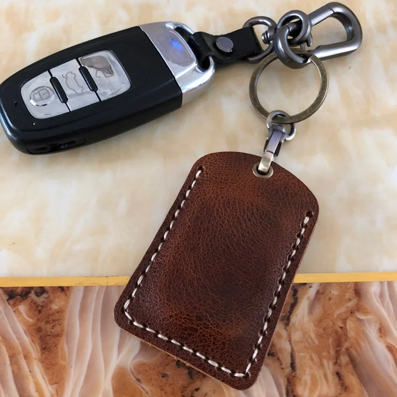 Кожаный держатель для карт доступа в стиле ретро прямоугольный круглый с защитой