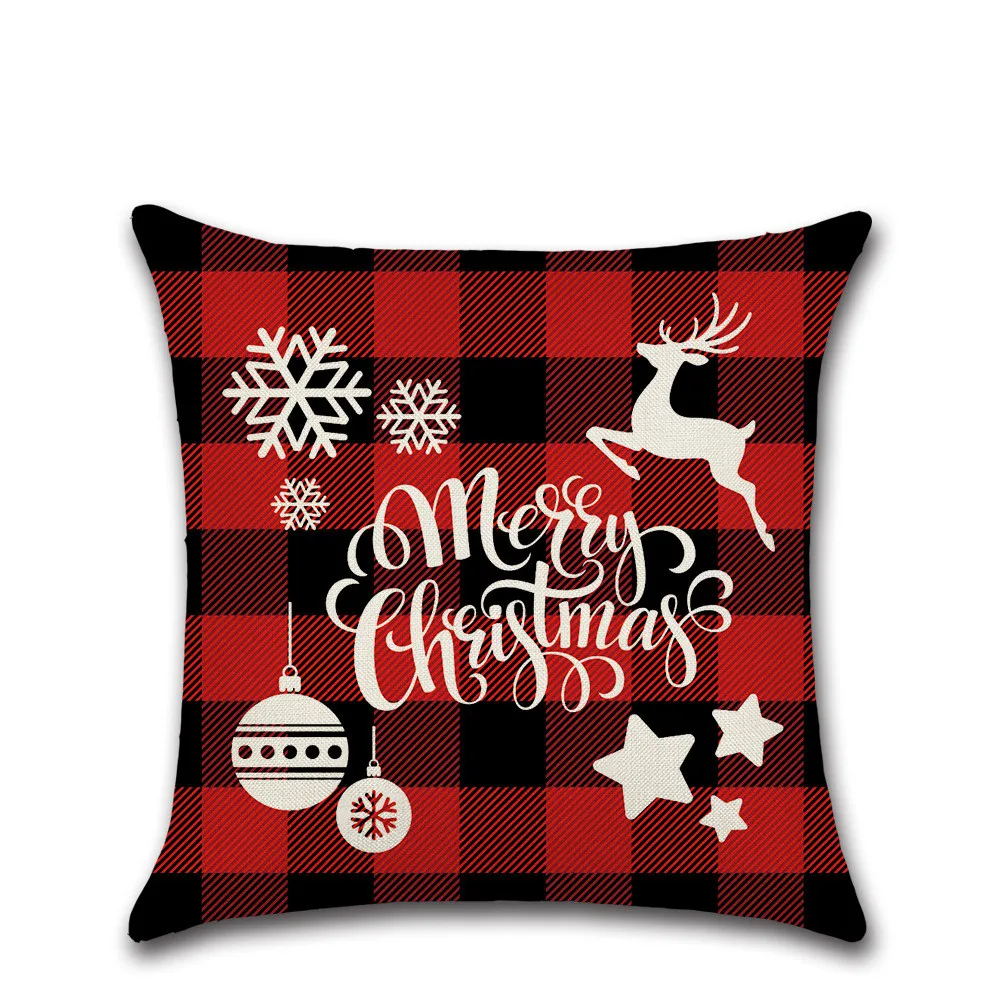

Christmas pattern printed Linen Polyester Cushion cover Pillowcase Decoration for home sofa Car chair kids Girl bedroom Gift