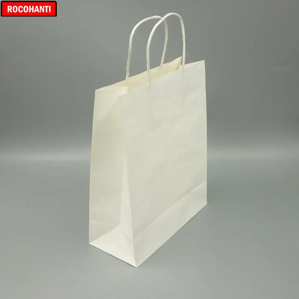 100X заказной логотип напечатанный белый крафт-бумажный мешок с витой ручкой дешевая цена многоразовые хозяйственные сумки оптом
