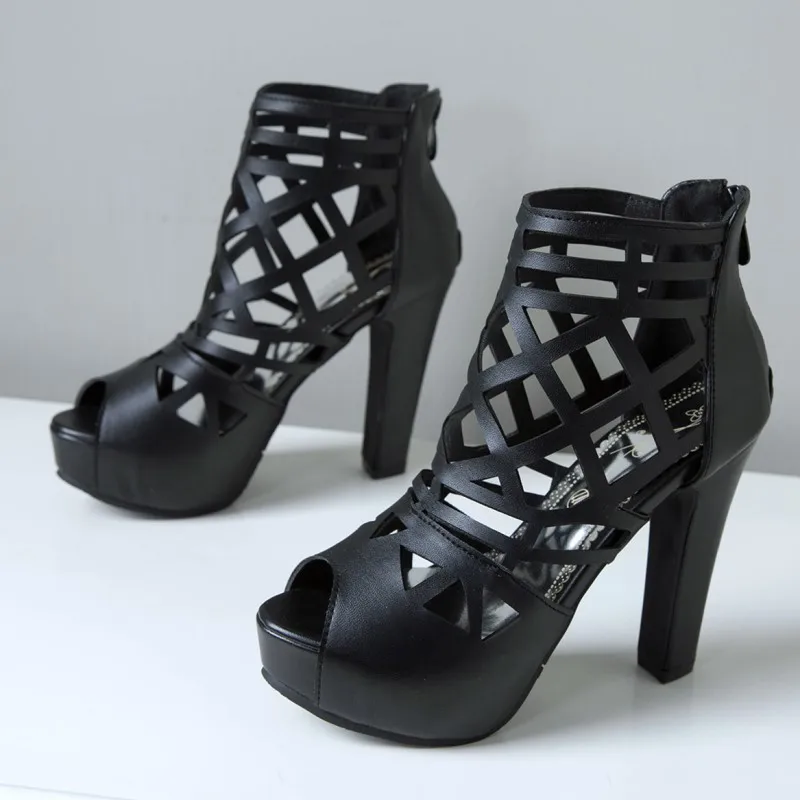 

Womens Gladiator Sandals Chunky High Heel Buckle Strap Platform Summer Shoes Woman Black Open Toe Shoes Footwear Sandals Size 10