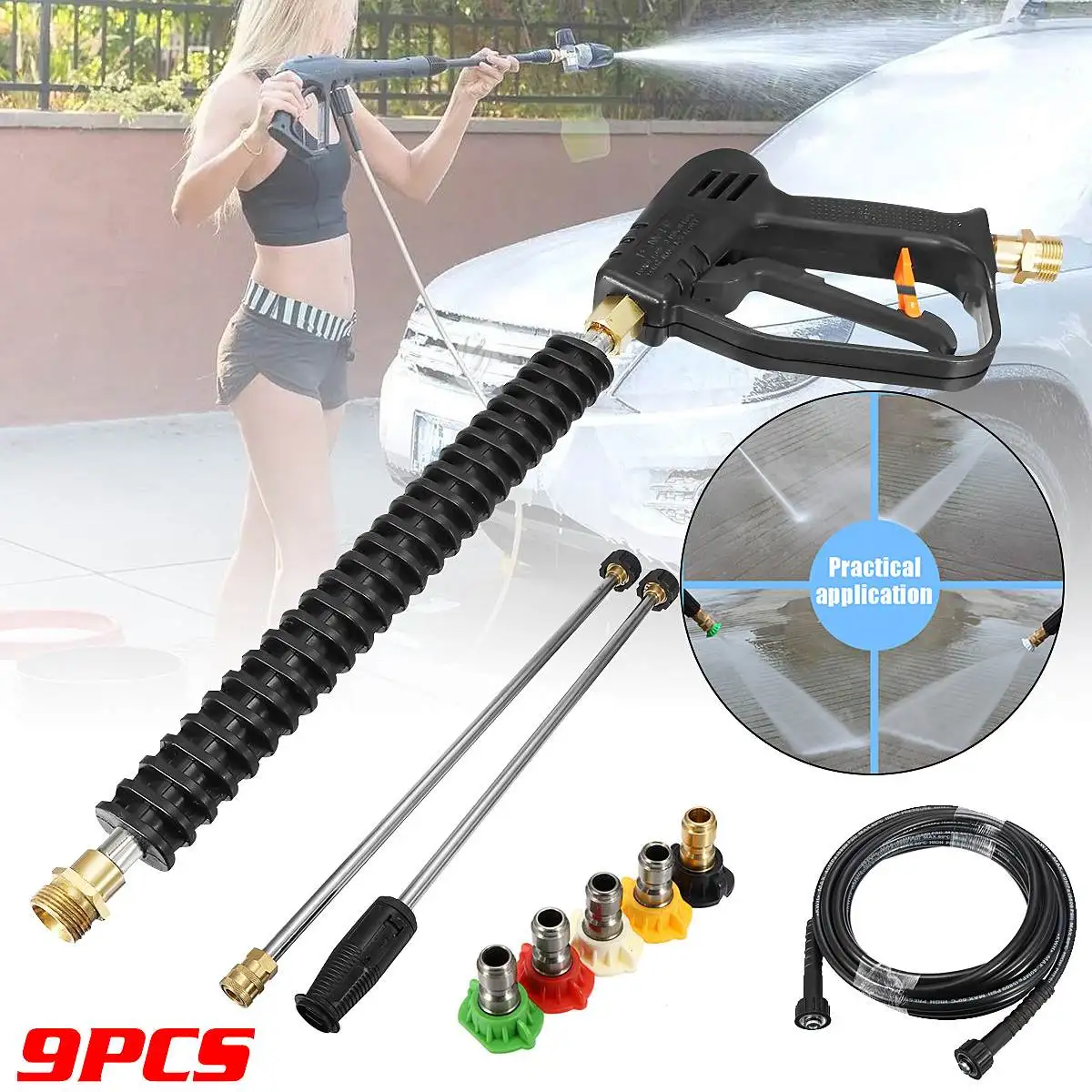 

3000PSI High Pressure Spray Gun Lance Nozzle Washer Jet Water Gun Wand Tip Car Clean Pressure Gun for Champion Hammer