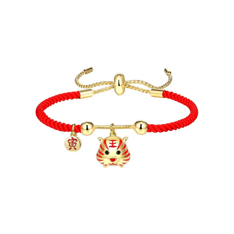 Новинка 2022 браслет в китайском стиле со знаками Зодиака тигра удачи красный