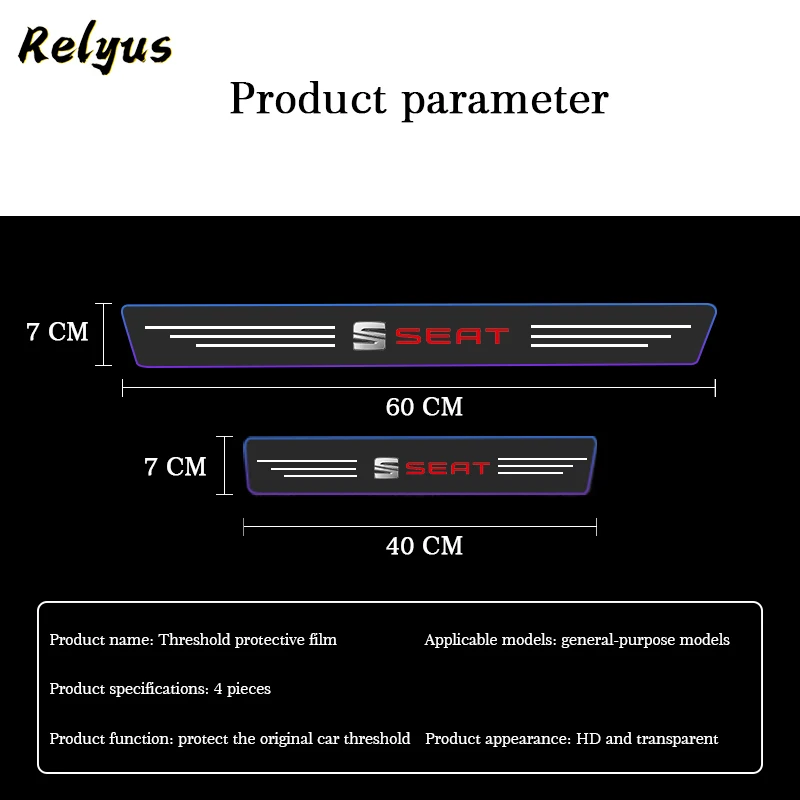 

Car Door Sill Stickers Edge Protector Anti Scratch Transparent Film For Seat Ibiza 6j Leno Arona Altea Cushion Ateca Cupra FR