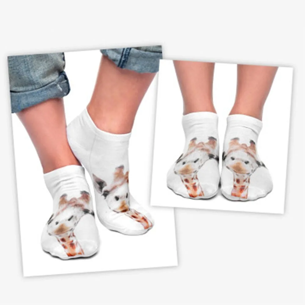 Милые носки с объемным принтом жирафа женские до щиколотки жирафом дышащие