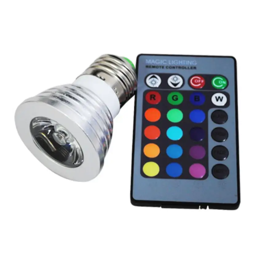 4 Вт Точечный светильник RGB Светодиодная лампа E27 с регулируемой яркостью Bombilla