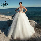 Свадебное платье принцессы SoDigne, кружевное пляжное платье невесты с аппликацией и V-образным вырезом, стиль бохо, стиль кантри, индивидуальный пошив