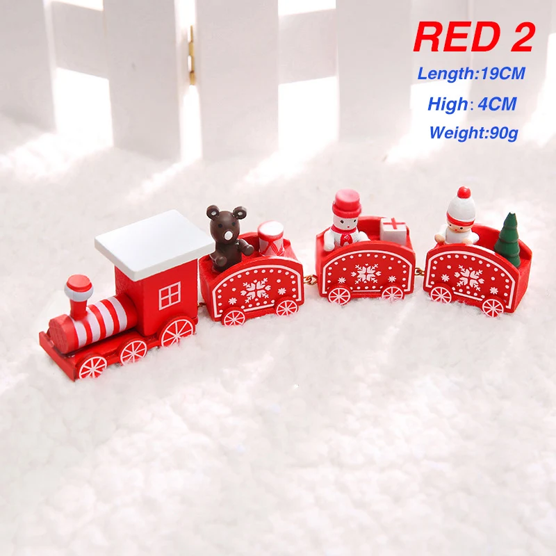 Red Train 2 Navidad деревянный Рождественский поезд новогодняя игрушка подарок для детей Снеговик Рождественская елка украшения для домашнего праздника - Цвет: Red Train 2