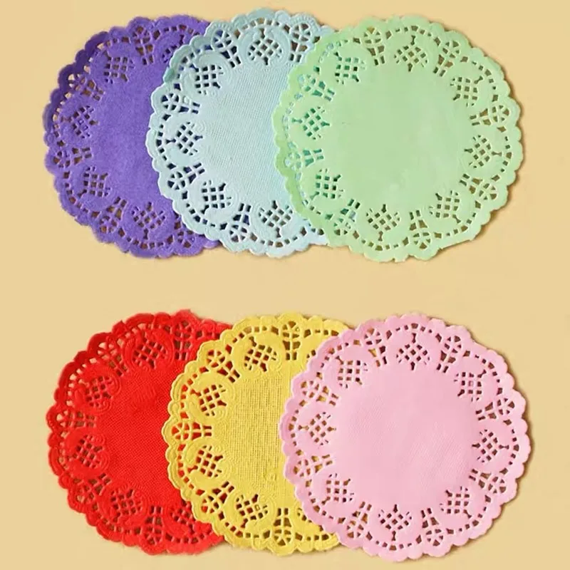 

100 Pces 3.5 Polegada round diameter 88mm pink 88mm paper doilies for cake placemat party decoration present