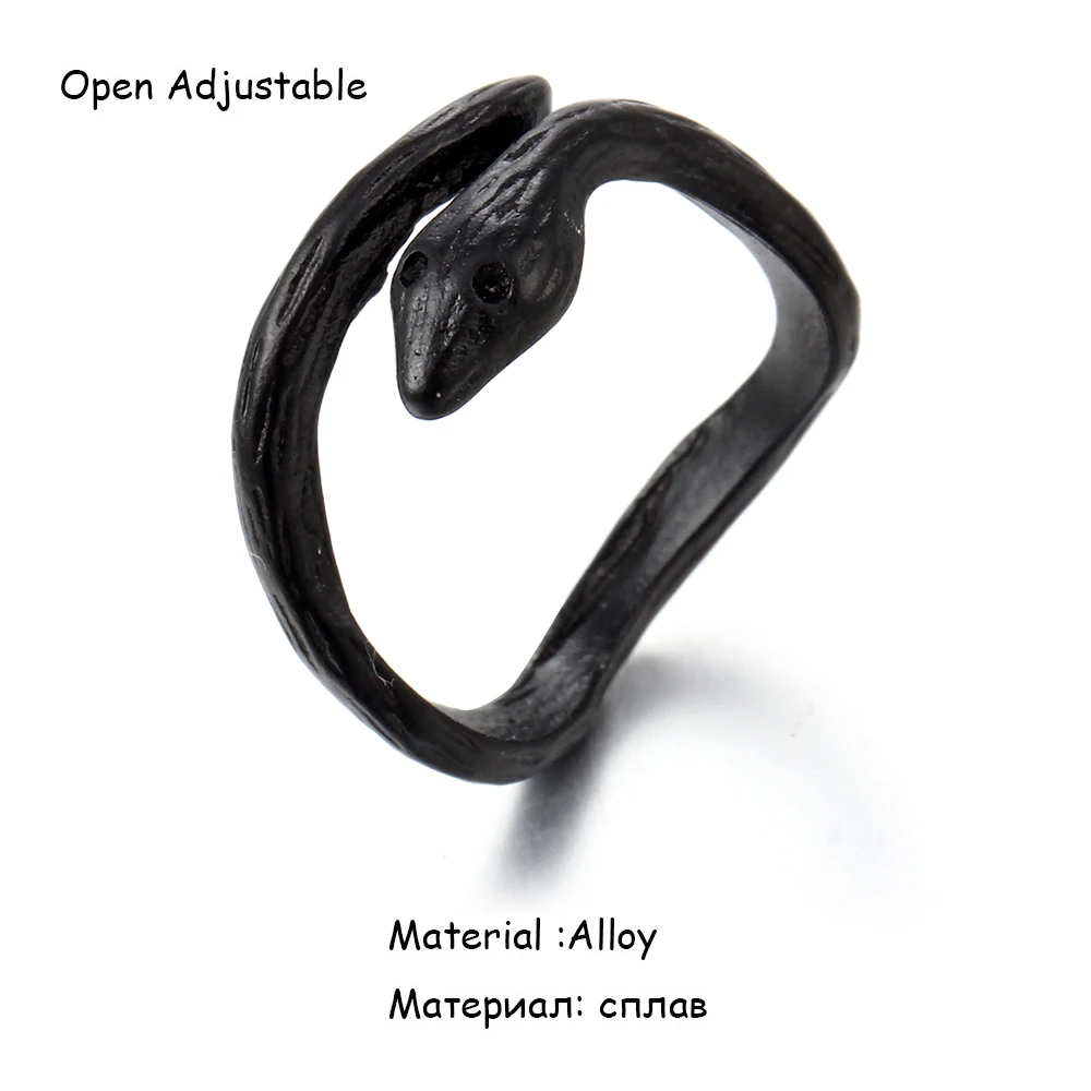 1 шт. кольцо регулируемое золотистый и черный со змеиным рисунком жестокий зверь