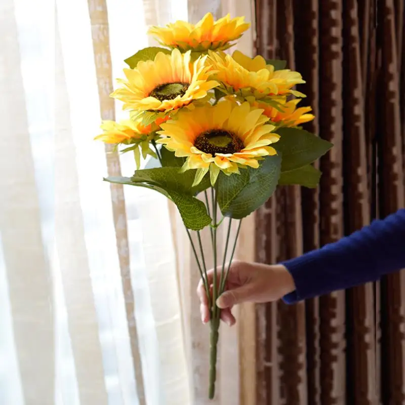 

48CM Artificial Sunflower Silk Flower Bouquet for Wedding Party Home Garden Decoration High Quality Simulation Fake Flowers Big