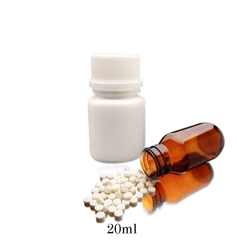 

80pcs wholesale 20ml HDPE white solid pharma capsule supplement bottle with tamper proof cap for medicine packaging