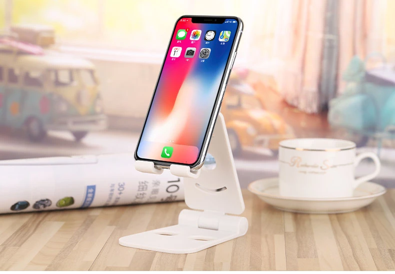 white plastic SeenDa регулируемый держатель для телефона Подставка для iPhone 7 8 plus X для samsung S9 Складная подставка для планшета настольная подставка для сотового телефона - Цвет: white plastic