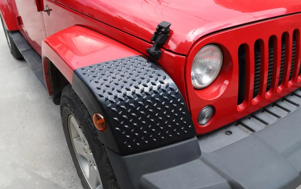 

Front Wheel Eyebrow Wrap Angle Decoration Stickers for Jeep Wrangler JK 2007-2017 Car Exterior Accessories Car Styling ABS Black