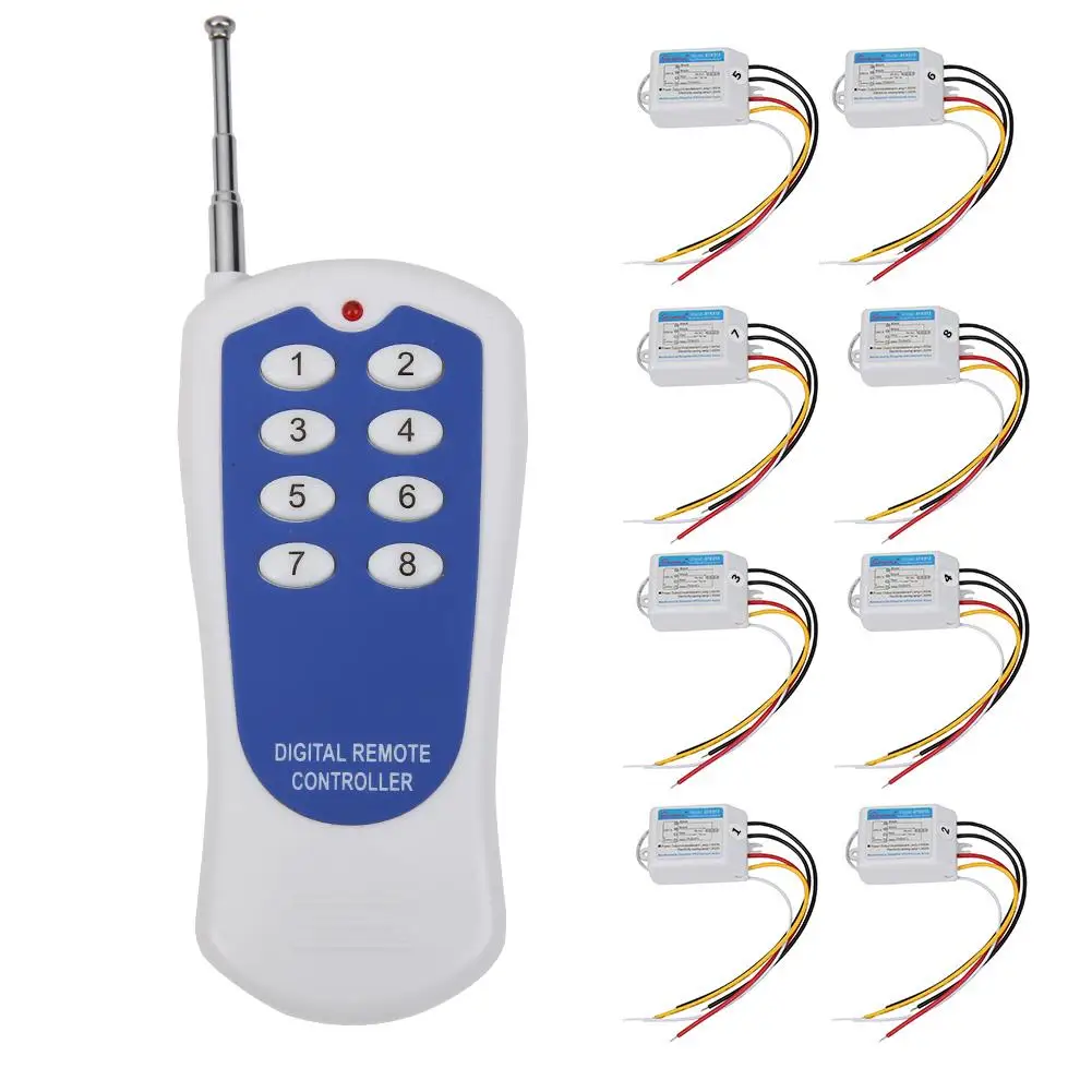 

8 Channel Lamp Wireless Remote Control Switch Digital Remote Controller Receiver Suitable for Routers Small Exhaust Fans