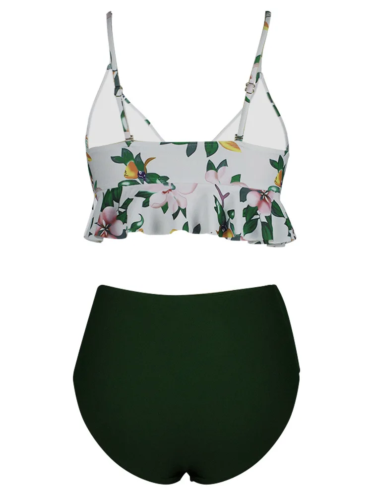 

2020 Swimsuit New Peach Blossom Printed Bikini European and American Hot Selling Small Fresh Bikini Women's Split Swimsuit