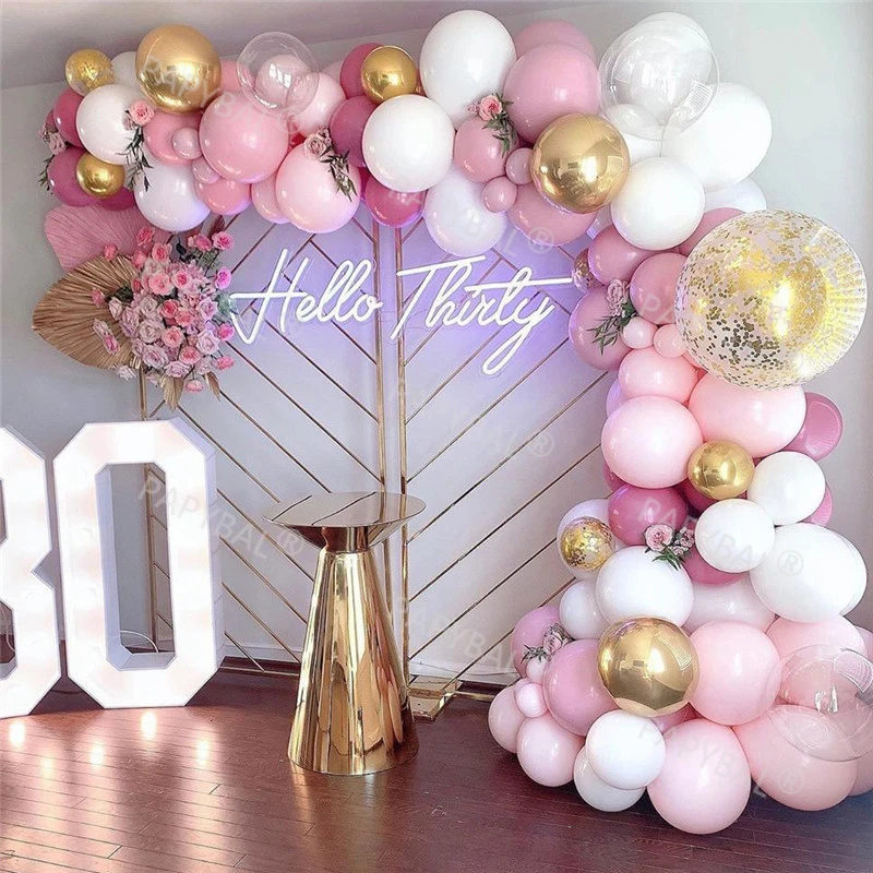 

99pcs Party Balloons Pink Gold Confetti Ballon 4D Chrome Ball Birthday Wedding Party Decors Baloon Arch Garland Kit Globos Gifts