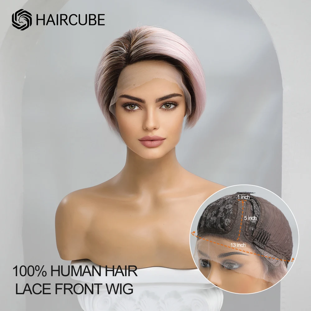 HAIRCUBE светильник-фиолетовые розовые человеческие волосы парики с боковым