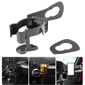 multi function drink cup phone holder 2 in 1 bolt on stand bracket organizer for jeep wrangler jk 2012 2018 carbon fiber rack free global shipping