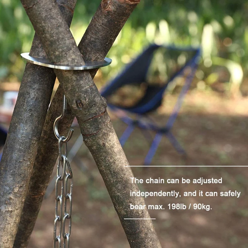 

Outdoor Camping Portable Triangular Hanging Pot Bracket Barbecue Rack Branch Multifunctional Picnic Ring Hook