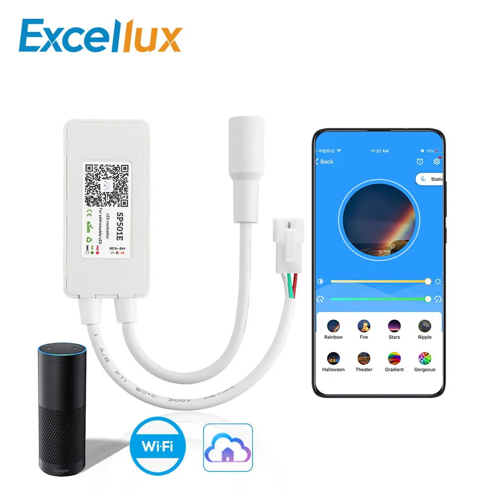 DC5-24V SP501E Wi-Fi светодиодный Управление Для ws2812b адресуемых RGB полосы светильник
