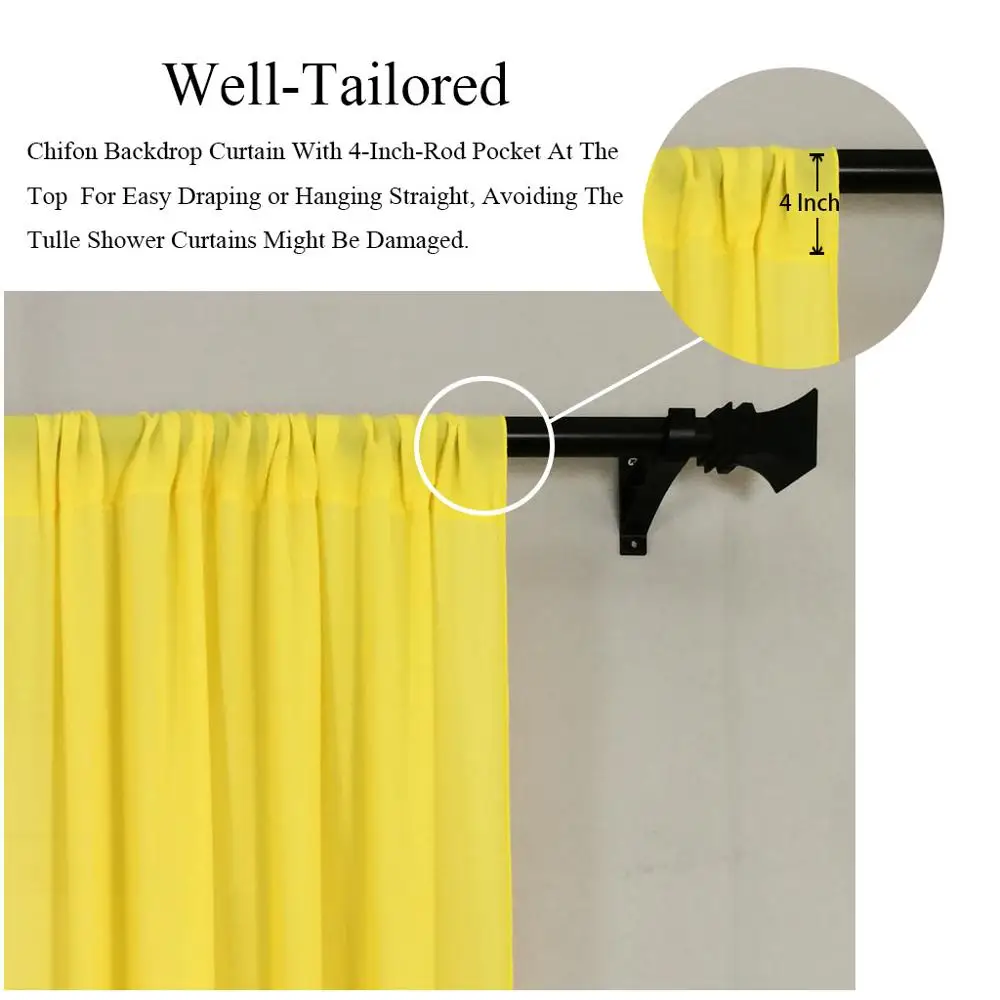 Белый полупрозрачный фон занавески набор из 2 панелей 4x10 футов шифоновая ткань