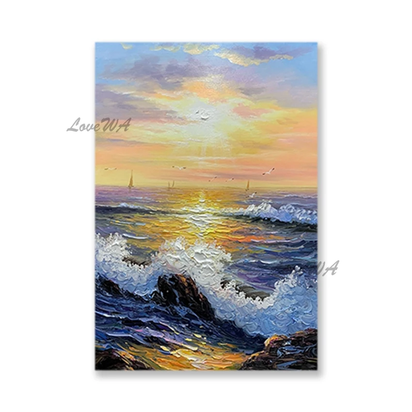 

Home Interior Wall Decor Abstract Textured Art Seascape Oil Painting New Arrival Sunset Scenery Picture Wall Canvas Art Dropship