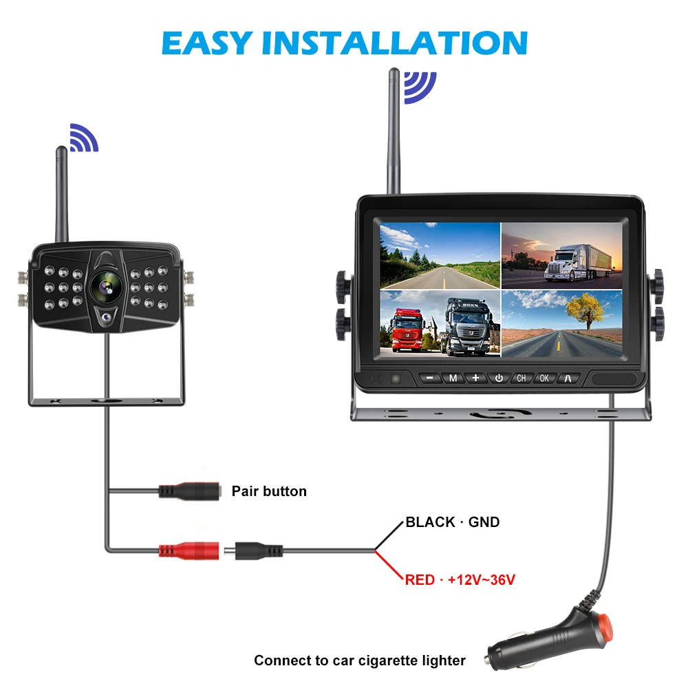 

7 inch Car Monitor AHD Wireless Car Screen DVR Display Vehicle Rear View Reverse Backup Recorder Wifi Camera Truck Monitors