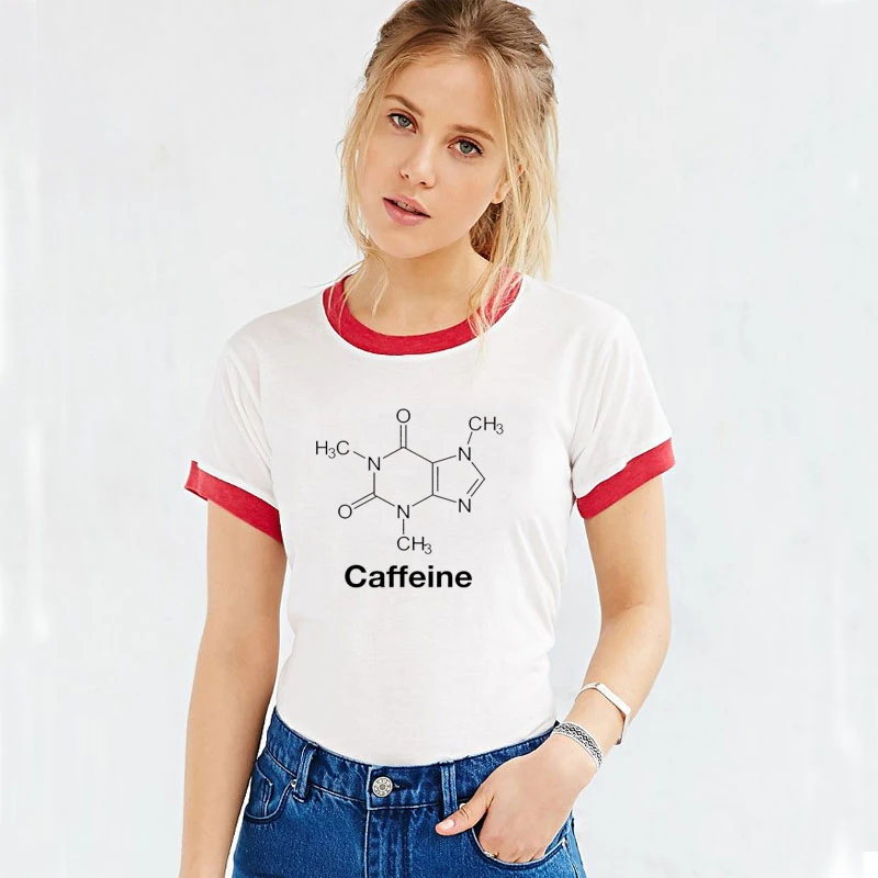 Футболки с молекулярным принтом кофеина футболка рисунком кофе забавная научная
