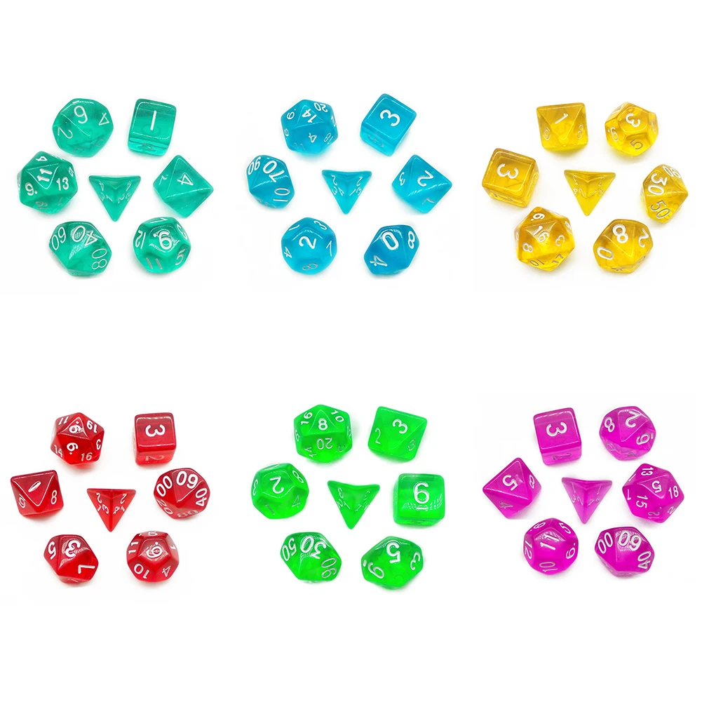 

7pcs/Lot Astrology Tarot Constellation Divination DND Polyhedral Dices 7 Sided Clear for Bar Party Funny Board Game Dices
