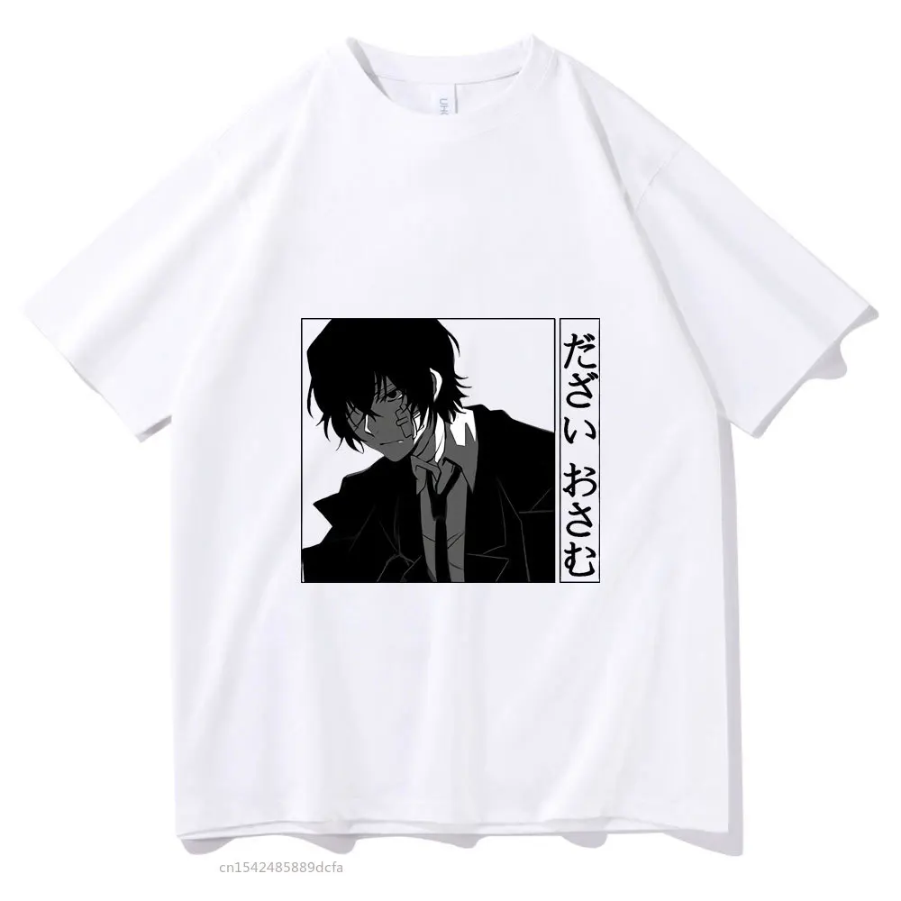 

Anime Style Tees Bungo Stray Dogs Dazai Osamu Print T-shirt Summer Oversize Casual Tops Short Sleeve