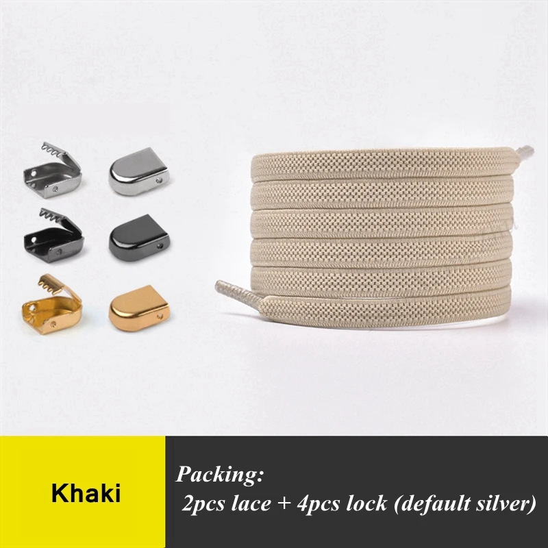 Khaki 1 пара эластичных плоских шнурков, беговые кроссовки, шнурки легко фиксируются, шнурки для ленивых ботинок, шнурки для детей и взрослых, шнурки без завязок - Цвет: Khaki