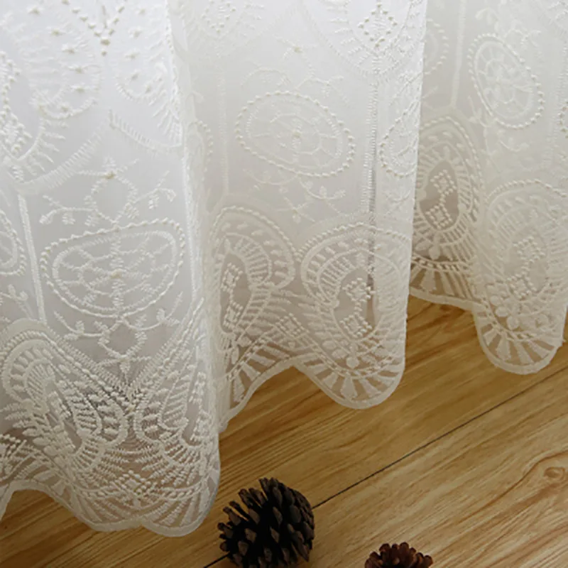 Белые европейские занавески с вышивкой маленькие свежие на балкон занавеска для