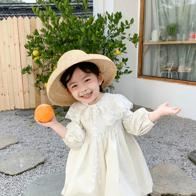 2020 New Spring Ins Girls Cotton Dress Fashion Long Sleeve Dresses Lace Collar Clothing | Детская одежда и обувь