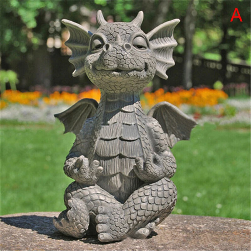 

Garden Dragon Meditated Statue Collecting 16cm Resin Ornament Outdoor Yard Decoration