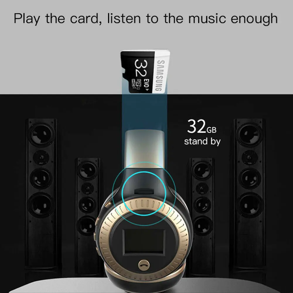 Гарнитура ЖК-дисплей Беспроводные Bluetooth HiFi наушники с микрофоном Складная