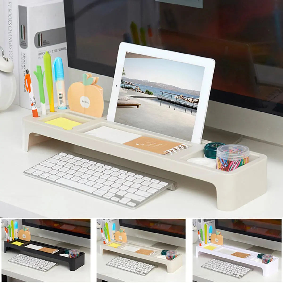 

Table Desktop Organizer Keyboard Storage Holder Office Stationery Pen Shelf Plastic Office Table Organizer Desk Keyboard Rack