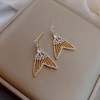 luxury rhinestone drop earrings for women girls 2021 new mermaid eardrop vintage party geometric jewelry gifts bijoux