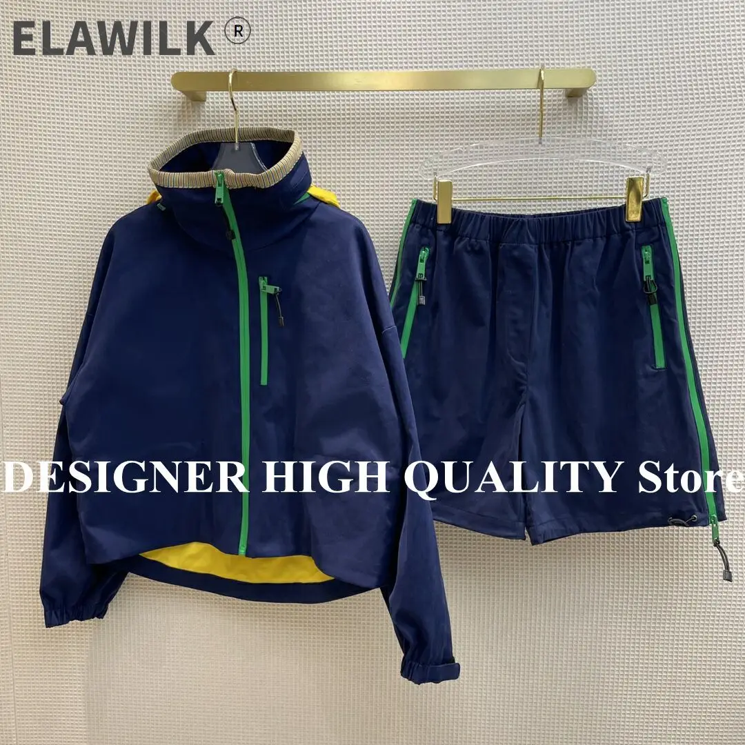 

Новинка 2021, женский костюм в стиле ретро, свободная куртка с капюшоном и шорты, новый осенний повседневный костюм