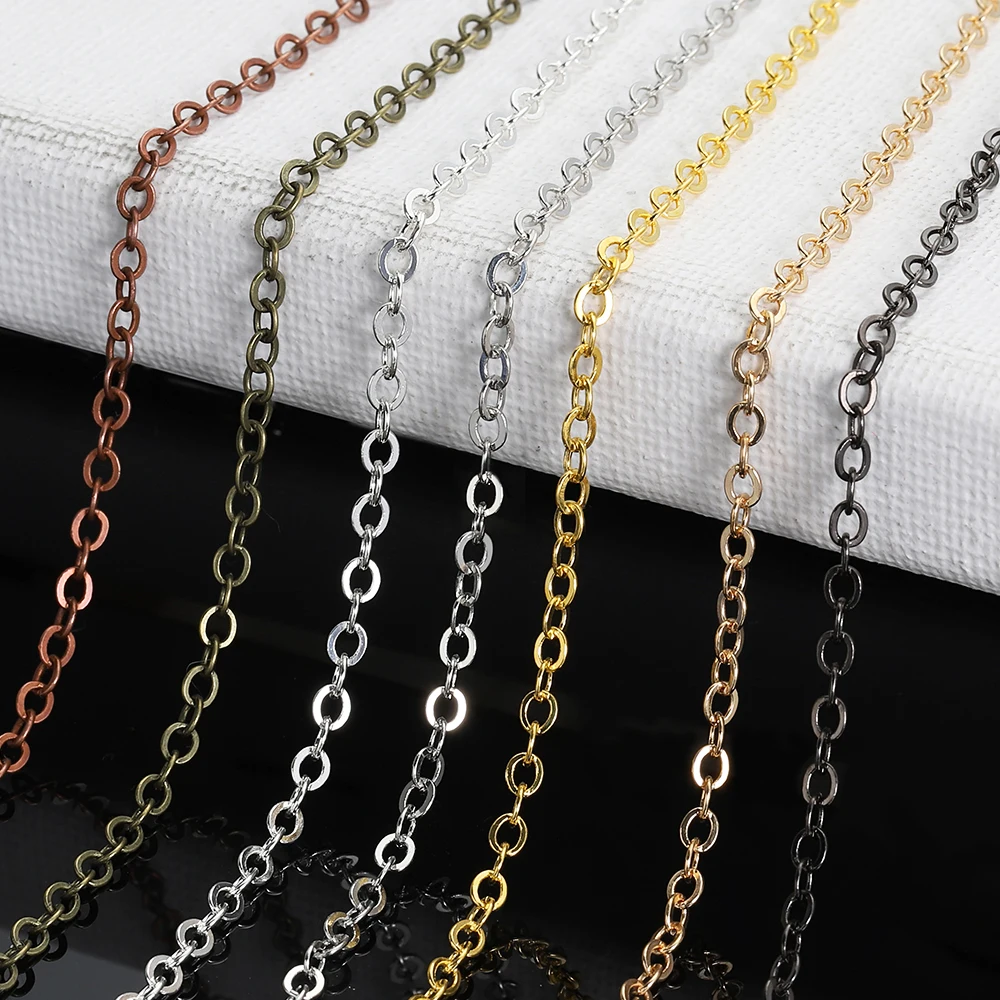 

5Meters 1.7-2.6mm Gold Necklace Chain for Jewelry Making DIY Gold Metal O Shape Oval Cross Chain Bracelet Findings Accessories