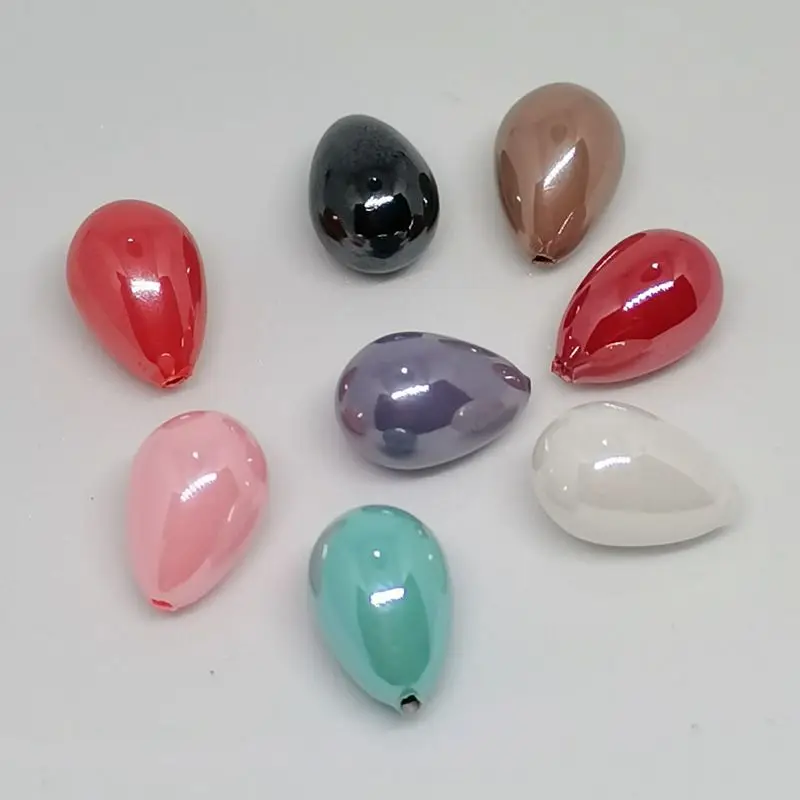 

20 шт./лот, оптовая продажа, разноцветные бусины в форме капли воды, имитация жемчуга с отверстием, для изготовления ювелирных изделий, аксессуары «сделай сам», бесплатная доставка